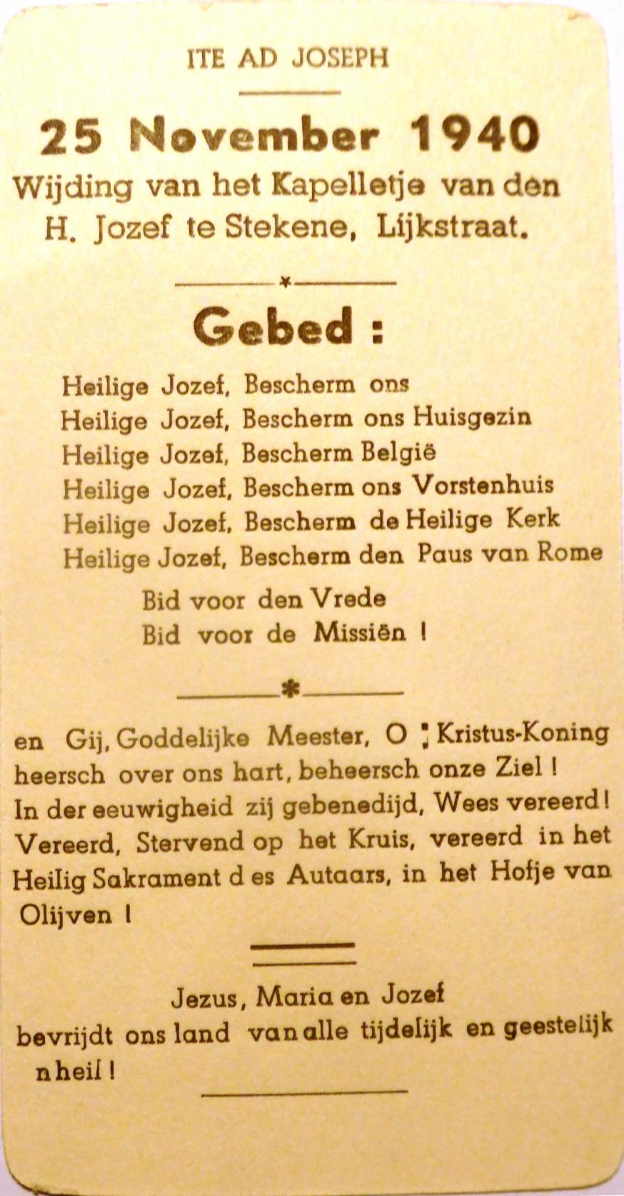 Gebed Sint-Jozef kapel 