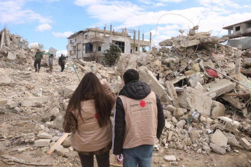 1 op 3 gebouwen in Aleppo is ingestort. © Caritas Syrië