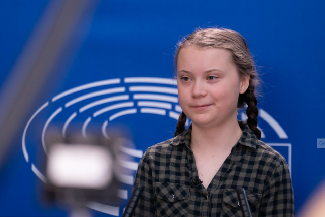 Greta Thunberg in het Europese Parlement © Persdienst EP