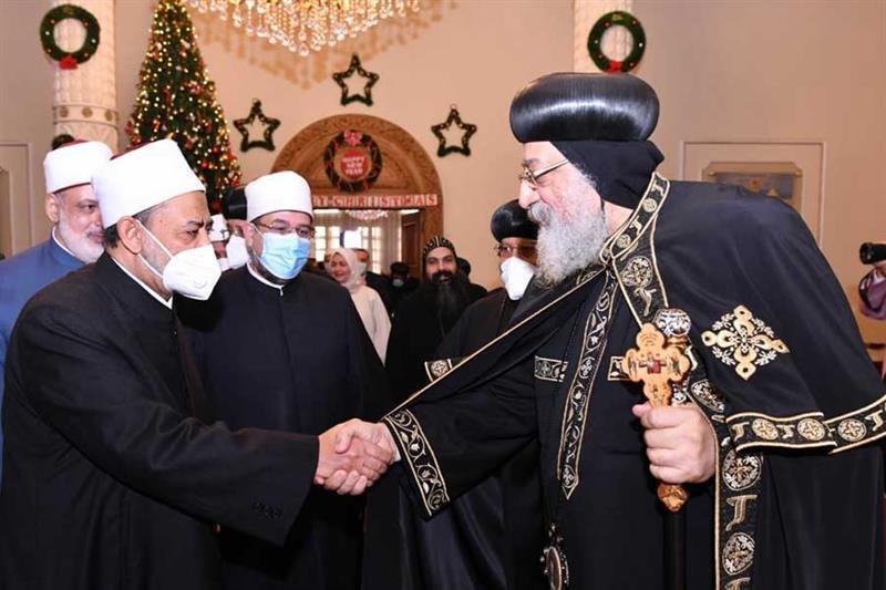 Patriarch Tawadros met grootsjeik Ahmed El-Tayyeb © Koptisch-orthodoxe Kerk