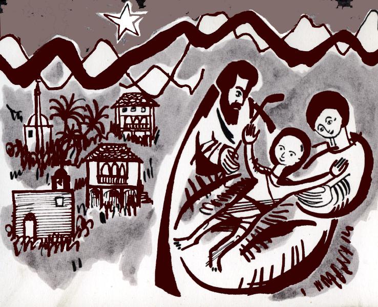 Tekening van het kerstverhaal door Nico Kluiters © Jesuits.org