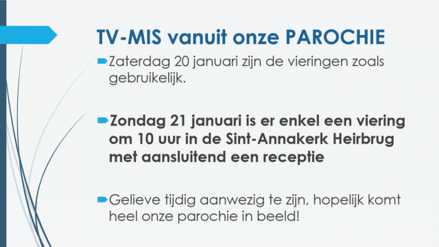 Tv-mis – aangepaste weekendvieringen 