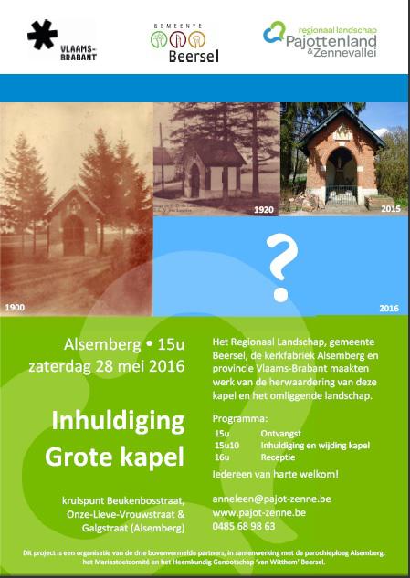 Uitnodiging inhuldiging op 28 mei 2016 om 15 uur aan de kapel 