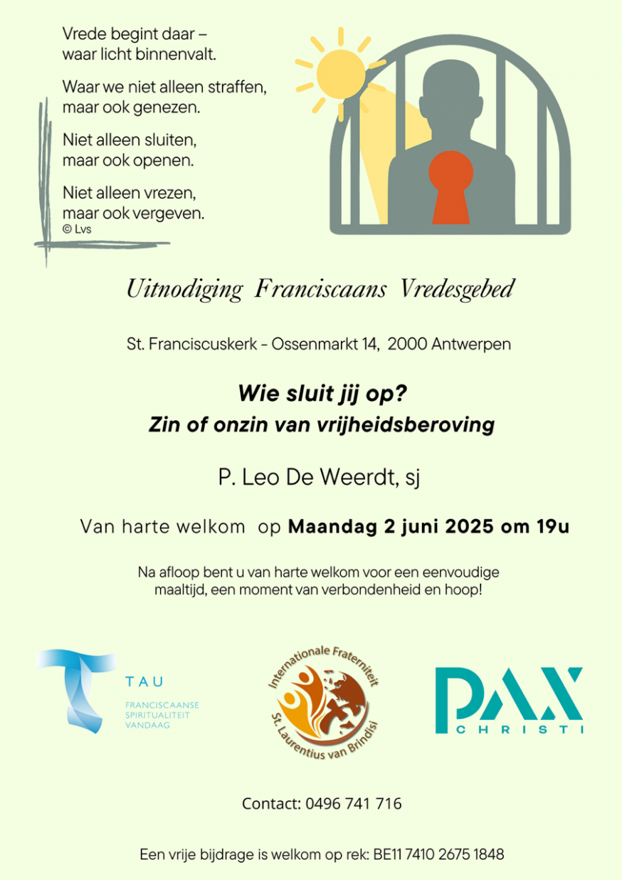Franciscaans vredesgebed 2 juni 2025 © Franciscanen Ossenmarkt