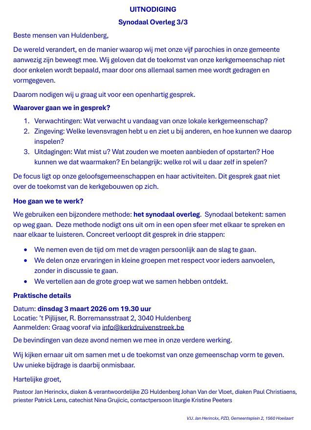 Uitnodiging Synodaal Overleg 