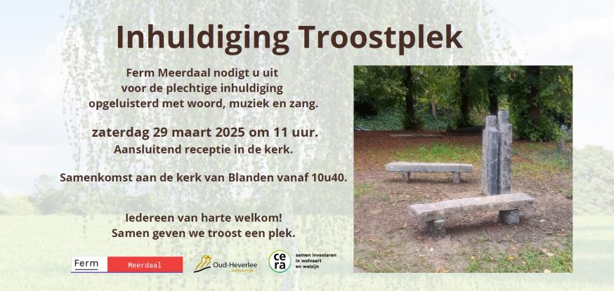 Uitnodiging inhuldiging Troostplek Blanden © Ferm Meerdaal