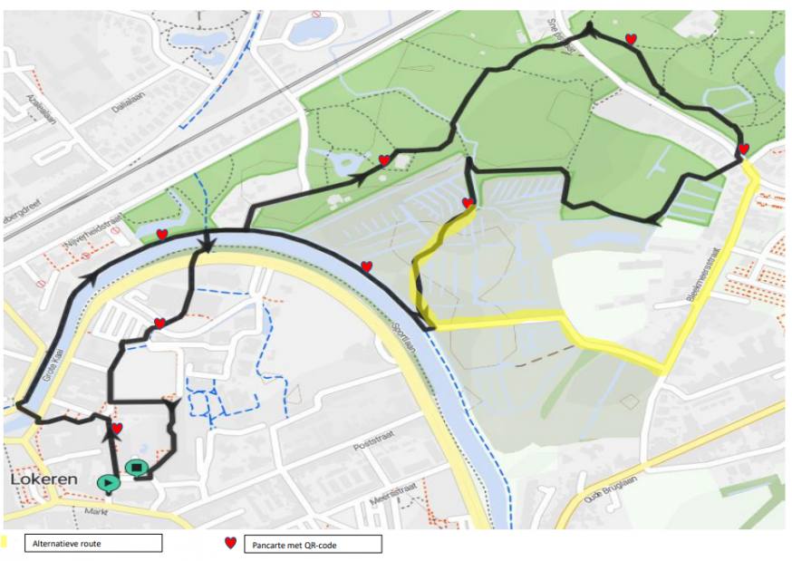 Valentijn Anders Lokeren wandelkaart met alternatieve route © Heilige Laurentiusparochie Lokeren-Moerbeke