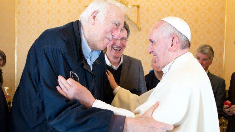 Jean Vanier, tijdens zijn laatste audiëntie bij de paus © Vatican Media