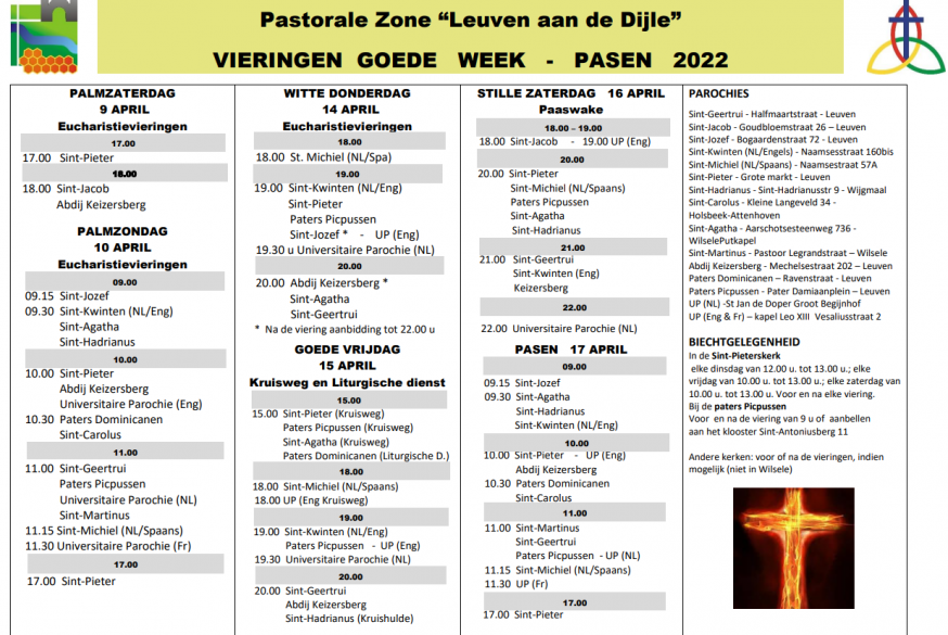Vieringen Goede Week & Pasen © Pastorale zone Leuven aan de Dijle