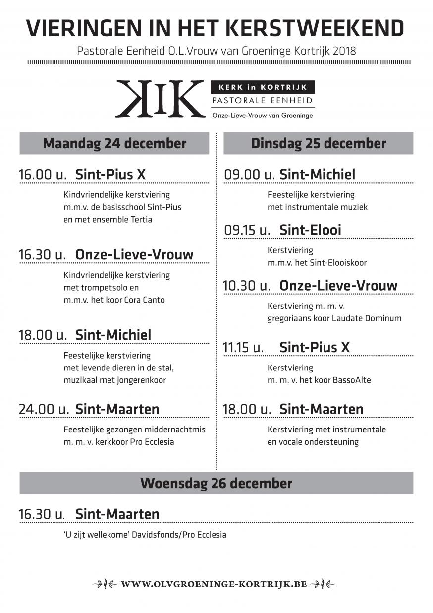 vieringen Kerstweekend PE olv van Groeninge 