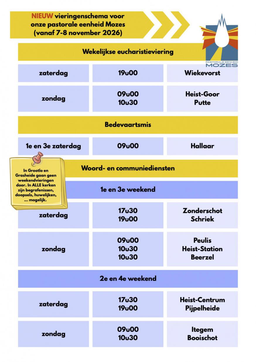 Nieuwe vieringenschema © PEM