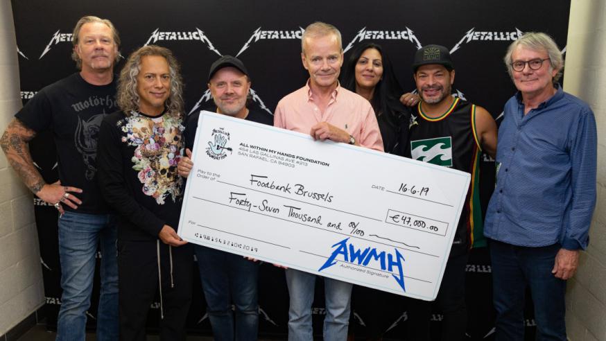 Metallica schonk eerder ook al 47.000 euro aan de voedselbank in Brussel © All Within My Hands Foundation