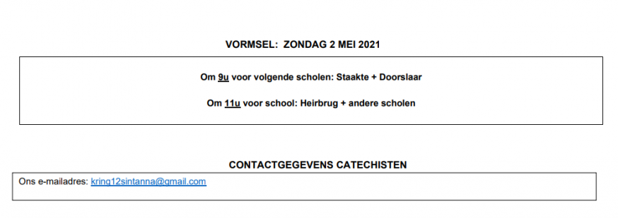 Vormselcatechese Sint-Anna Heirbrug 2020 2021 Jaarplanning III 