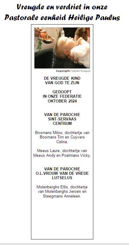 Vreugde en verdriet oktober 2024 