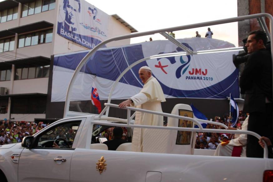 Paus Franciscus kreeg een enthousiast onthaal © WJD Panama 2019