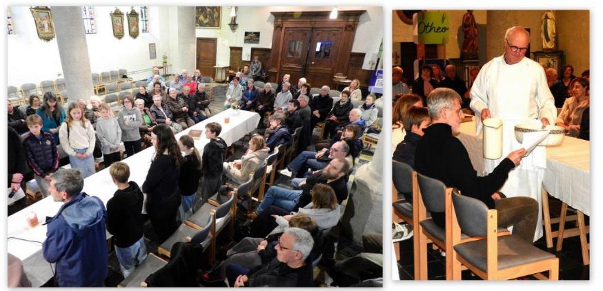 Op donderdag 17 april vierden de drie pastorale zones, St.-Ermelindis, Oase en Sjalom samen het feest van Witte Donderdag in de kerk van Vertrijk © PZ Sjalom Bierbeek