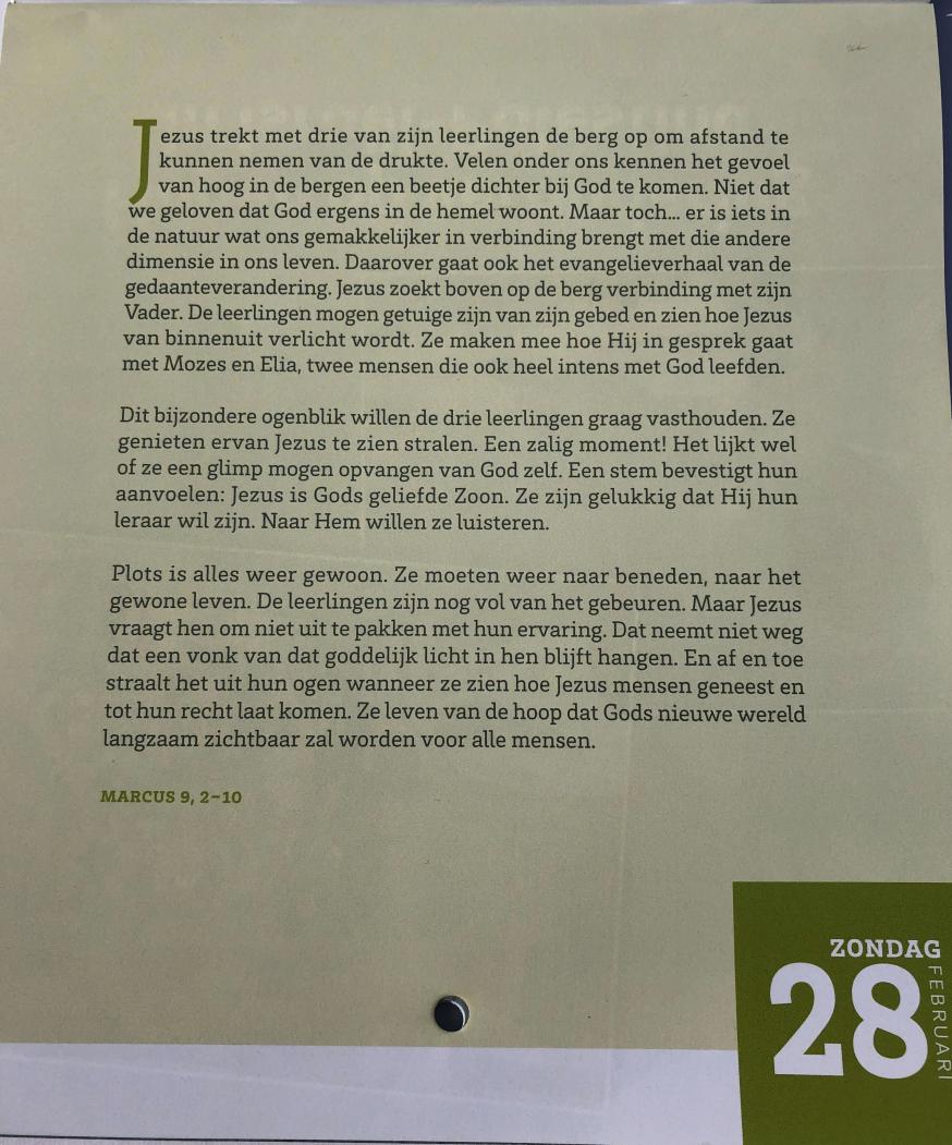 Vastenkalender zondag 28 febr.2021 