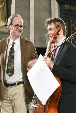 Componist Kris Oelbrandt en solist Nicolas Deletaille - © Firmin De Maître © Firmin De Maître