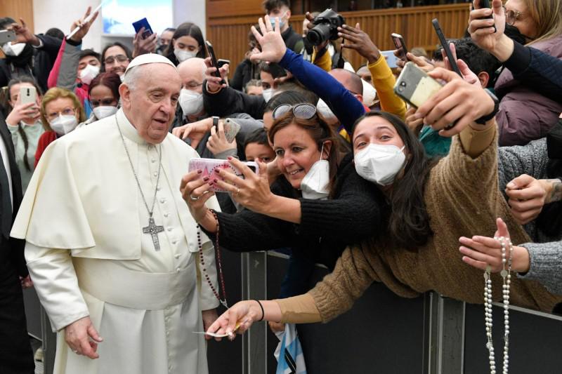 Paus Franciscus tijdens de audiëntie vanmorgen © Vatican Media