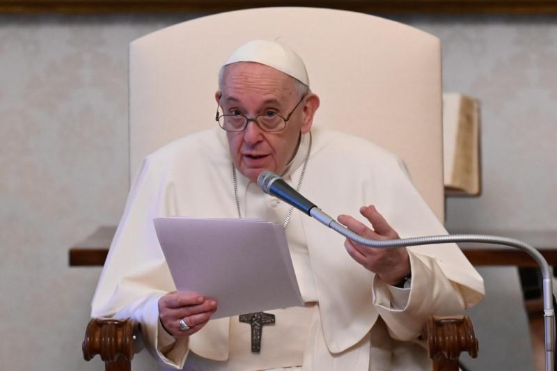 Paus Franciscus tijdens de audiëntie van gisteren © Vatican Media