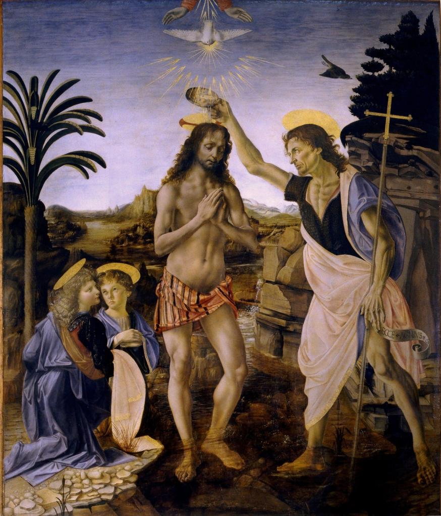 'Doop van Christus' door Leonardo da Vinci. © Wikimedia