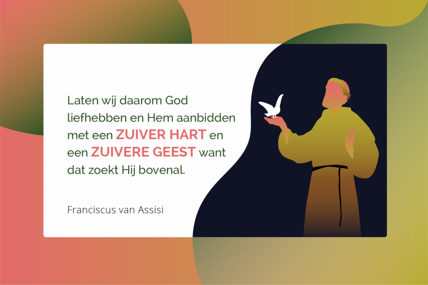 Franciscus van Assisi, Brief aan alle gelovigen, 2de redactie © Illustratie: Sim D'Hertefelt Franciscus van Assisi, Brief aan alle gelovigen, 2de redactie © Illustratie: Sim D'Hertefelt