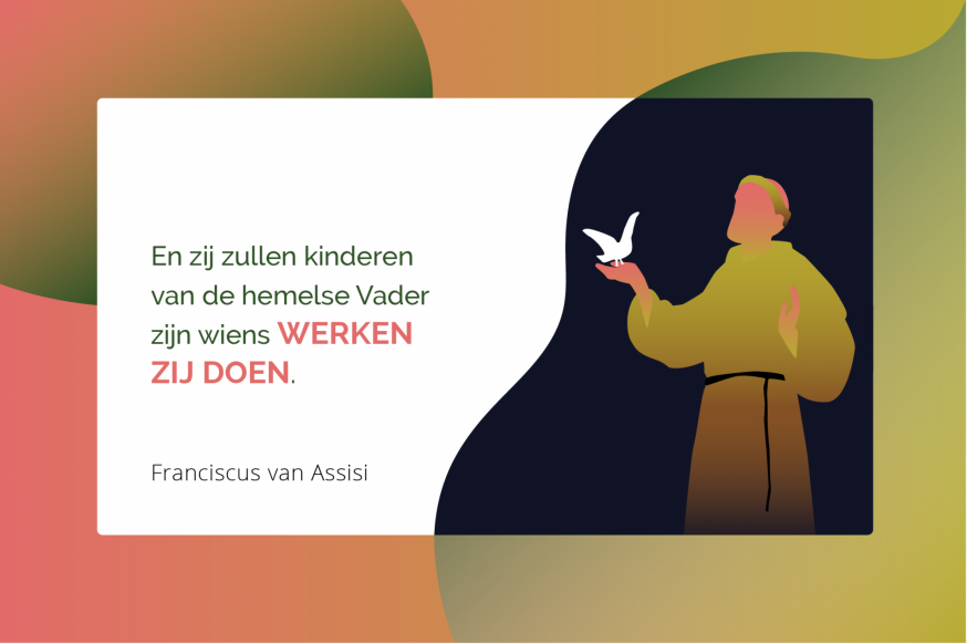 Franciscus van Assisi, Brief aan alle gelovigen, 2de redactie, 48-49 © Illustratie: Sim D'Hertefelt Franciscus van Assisi, Brief aan alle gelovigen, 2de redactie, 48-49 © Illustratie: Sim D'Hertefelt