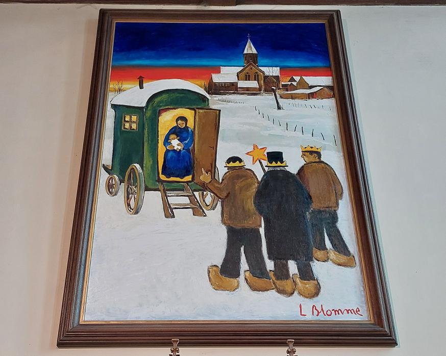 Schilderij kerstmis in zandvoorde 