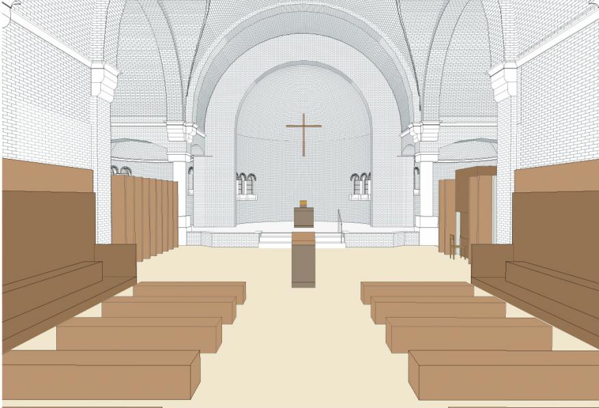 Een binnenzicht: zo zal de kloosterkerk er in de toekomst uitzien. © Abdij OLV Nazareth 