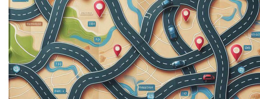 Routekaart met vijf stops © AI gegenereerd