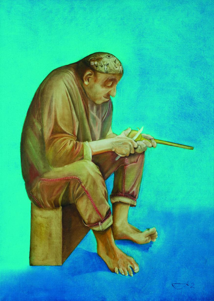 ‘De lepelsnijder’, een detail uit ‘Het Cusanuskwartet’ van Johannes Wickert. © Frank Bahnmüller
