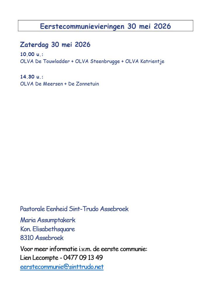 eerste communie 2026 