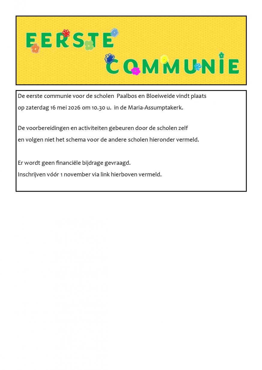 eerste communie 2026 