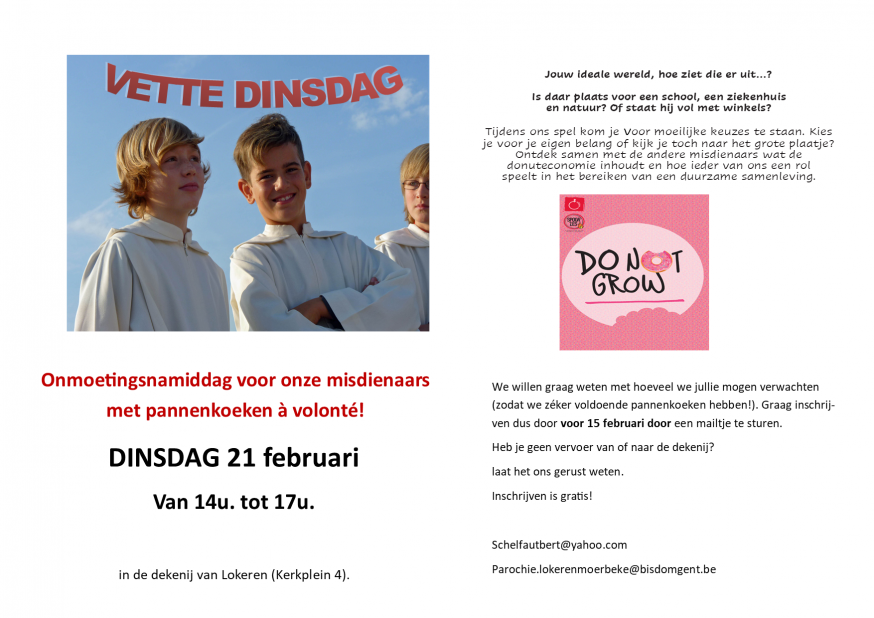 Onmoetingsnamiddag voor onze misdienaars 