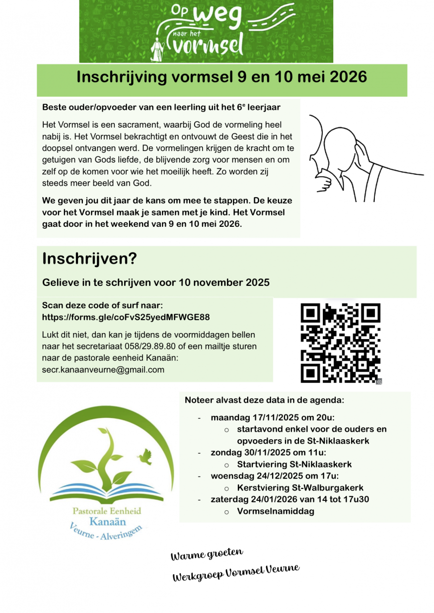 Inschrijving vormsel veurne 