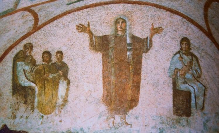 Fresco Catacomben van Priscilla © Kristicak Wikimedia Commons  