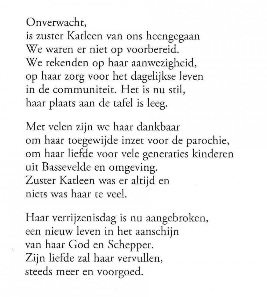 Gedachtenisprentje zr Katleen © zrs bernardinnen