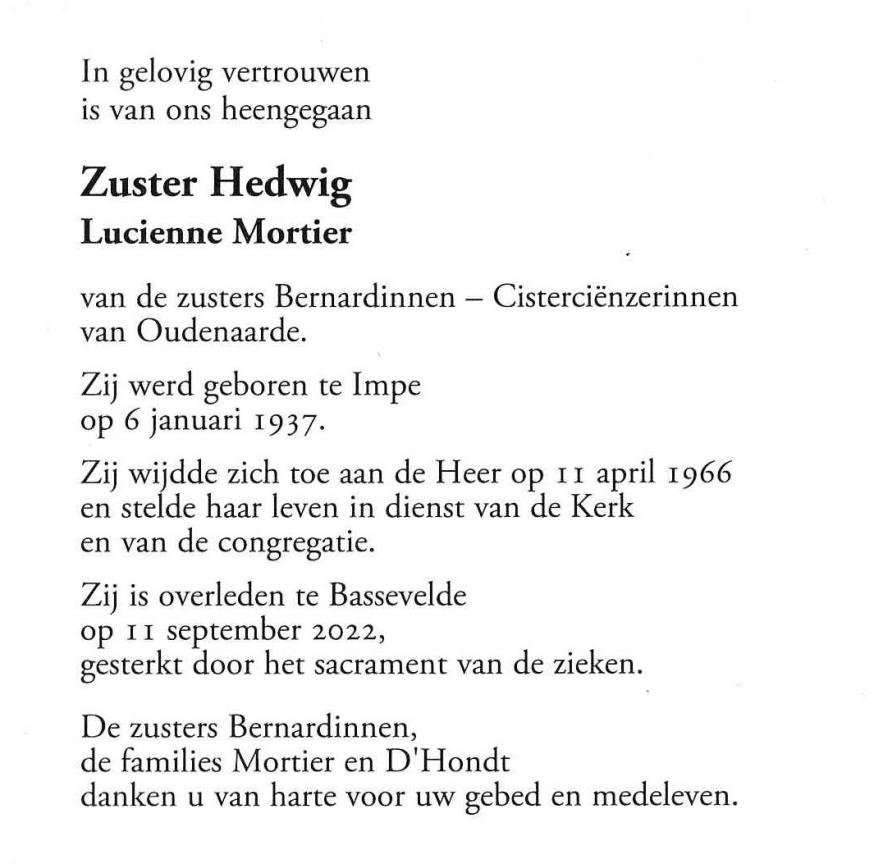 gedachtenisprentje zr Hedwig 