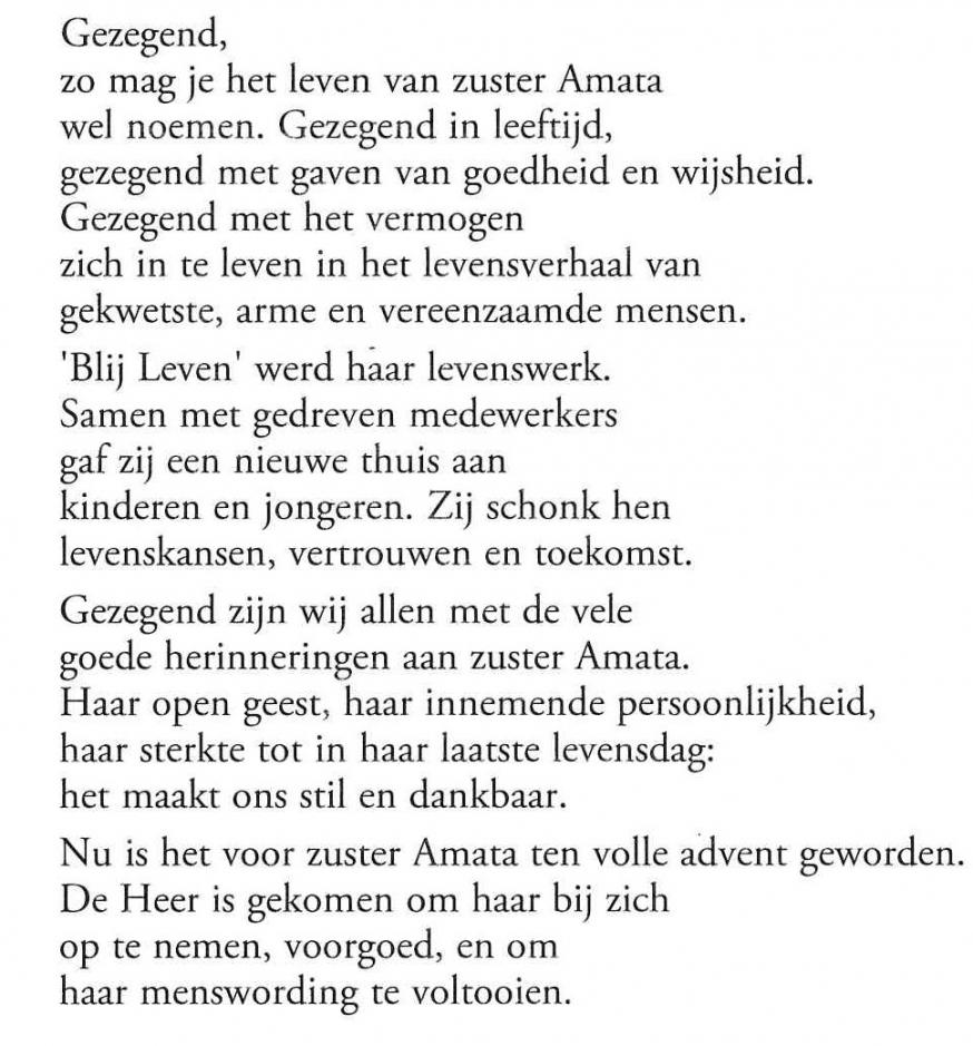 gedachtenisprentje zr Amata © zrs Bernardinnen