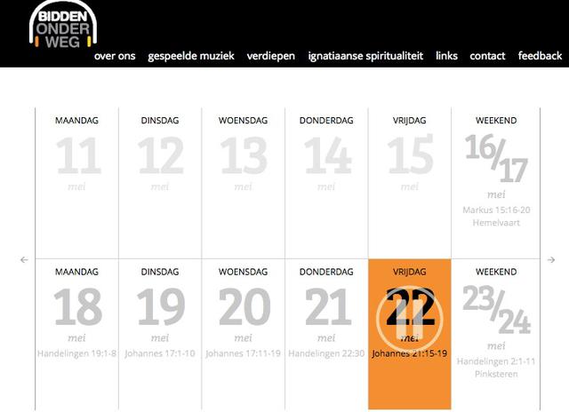 Op de website BiddenOnderweg.org kies je de datum. Meteen kan je luisteren naar de audiomeditatie. Op de website BiddenOnderweg.org kies je de datum van de meditatie