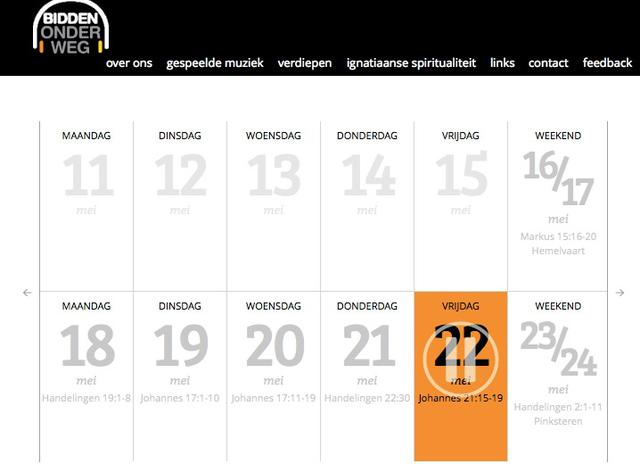 Op de website BiddenOnderweg.org kies je de datum van de meditatie