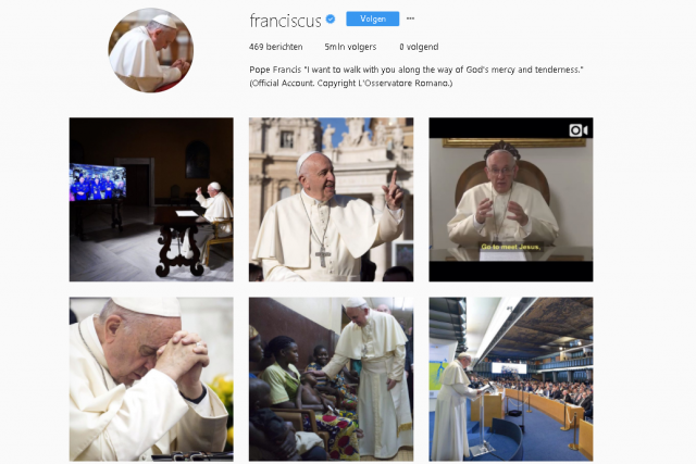 Paus Franciscus op Instagram © @pontifex