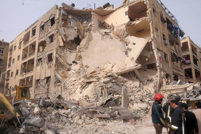 Beschoten gebouw in Aleppo © SIR Beschoten gebouw in Aleppo © SIR