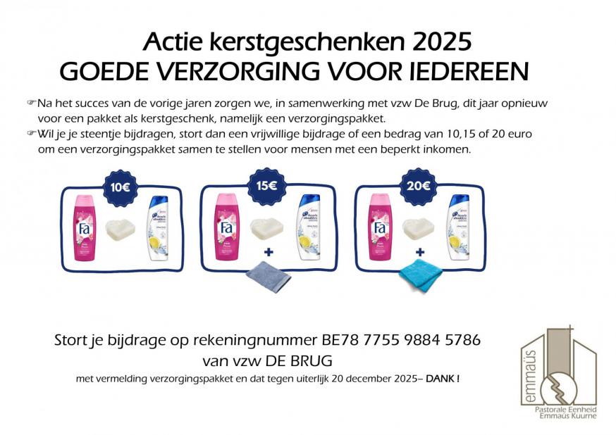 Kerstgeschenkenactie 2025 © P.E. Emmaüs Kuurne