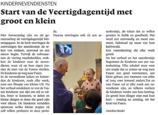 start veertigdagentijd met kindernevendienst © A Boulet