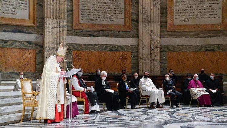 Kardinaal Koch, tijdens de afsluitende vesperviering voor de Gebedsweek voor de Eenheid © Vatican Media