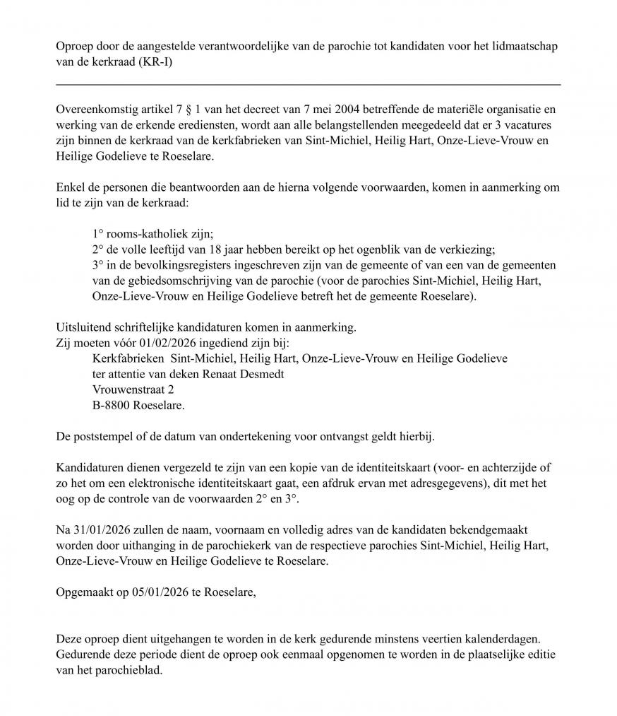 oproep kandidaten kerkraad 2026  