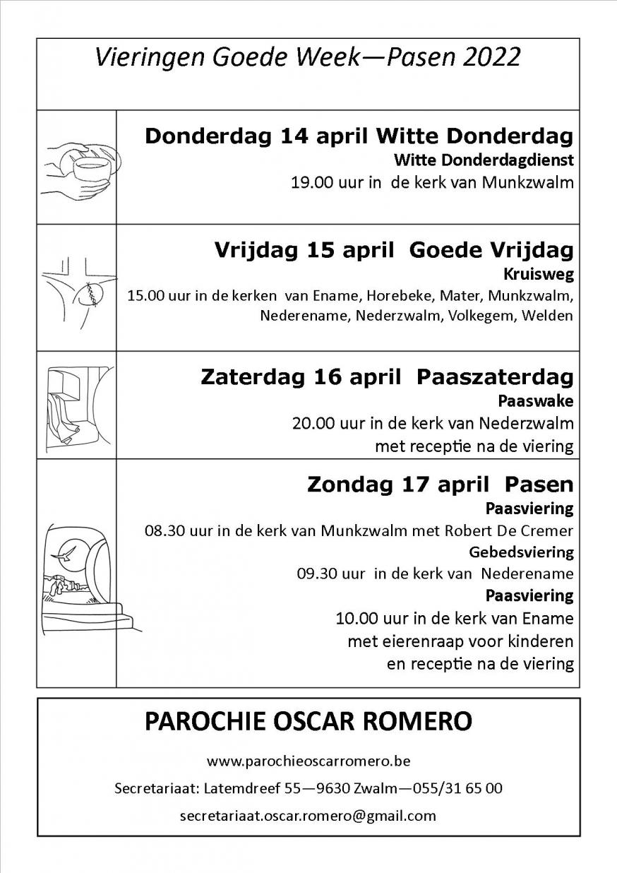 Vieringen Goede Week en Pasen 2022 