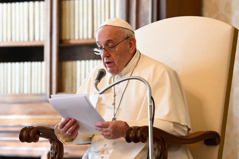 Paus Franciscus tijdens zijn wekelijkse audiëntie vanmorgen © Vatican Media