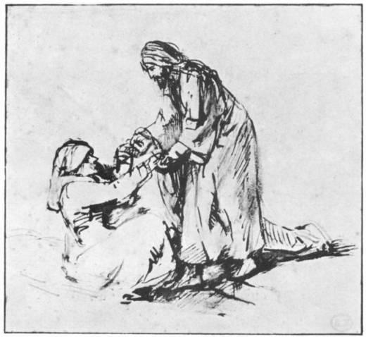 Rembrandt, genezing van de schoonmoeder van Petrus 